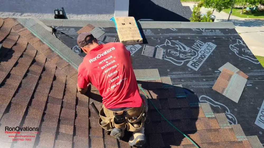 Finished roofing project viewed from the street